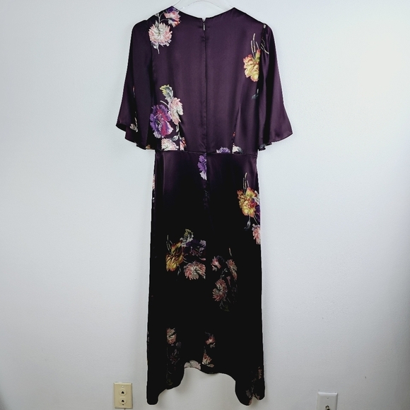 Rebecca Taylor Simone Fleur Silk Midi Dress in Burgundy NWT - Picture 5 of 16